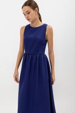 INES GATHERED WAIST MIDI DRESS