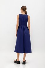 INES GATHERED WAIST MIDI DRESS