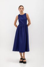 INES GATHERED WAIST MIDI DRESS