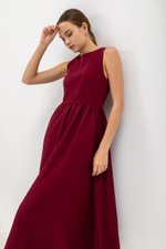 INES GATHERED WAIST MIDI DRESS