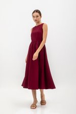 INES GATHERED WAIST MIDI DRESS