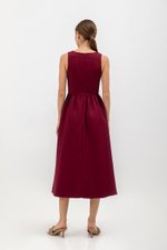 INES GATHERED WAIST MIDI DRESS