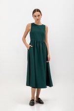 INES GATHERED WAIST MIDI DRESS