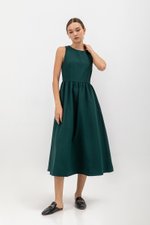 INES GATHERED WAIST MIDI DRESS