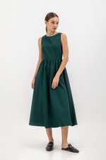 INES GATHERED WAIST MIDI DRESS