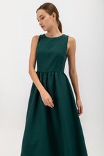 INES GATHERED WAIST MIDI DRESS