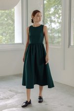 INES GATHERED WAIST MIDI DRESS