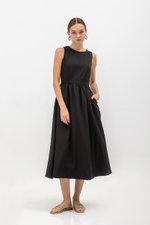 INES GATHERED WAIST MIDI DRESS