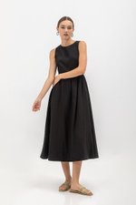 INES GATHERED WAIST MIDI DRESS