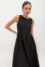 INES GATHERED WAIST MIDI DRESS
