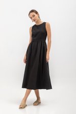 INES GATHERED WAIST MIDI DRESS