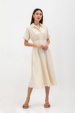 CLARIN FIT &amp; FLARE COLLARED MAXI DRESS