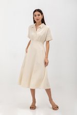 CLARIN FIT &amp; FLARE COLLARED MAXI DRESS