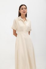 CLARIN FIT &amp; FLARE COLLARED MAXI DRESS