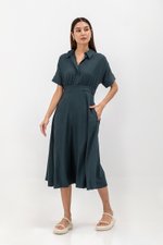 CLARIN FIT &amp; FLARE COLLARED MAXI DRESS