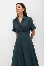 CLARIN FIT &amp; FLARE COLLARED MAXI DRESS