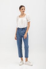 IRENE PUFF SLEEVE SMOCKED BABYDOLL TOP IRENE PUFF SLEEVE SMOCKED BABYDOLL TOP