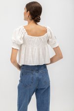 IRENE PUFF SLEEVE SMOCKED BABYDOLL TOP IRENE PUFF SLEEVE SMOCKED BABYDOLL TOP