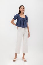 IRENE PUFF SLEEVE SMOCKED BABYDOLL TOP IRENE PUFF SLEEVE SMOCKED BABYDOLL TOP