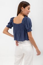 IRENE PUFF SLEEVE SMOCKED BABYDOLL TOP IRENE PUFF SLEEVE SMOCKED BABYDOLL TOP