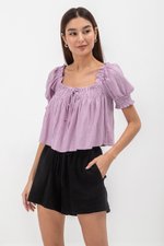 IRENE PUFF SLEEVE SMOCKED BABYDOLL TOP IRENE PUFF SLEEVE SMOCKED BABYDOLL TOP