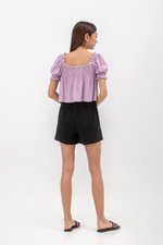 IRENE PUFF SLEEVE SMOCKED BABYDOLL TOP IRENE PUFF SLEEVE SMOCKED BABYDOLL TOP