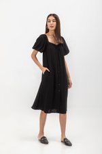 KRISTA BUTTONDOWN LINEN MIDI DRESS