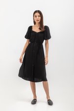 KRISTA BUTTONDOWN LINEN MIDI DRESS