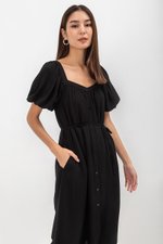 KRISTA BUTTONDOWN LINEN MIDI DRESS
