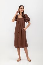 KRISTA BUTTONDOWN LINEN MIDI DRESS