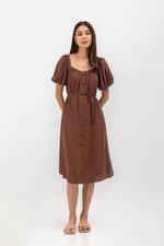 KRISTA BUTTONDOWN LINEN MIDI DRESS