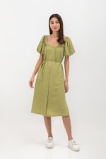 KRISTA BUTTONDOWN LINEN MIDI DRESS