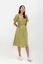 KRISTA BUTTONDOWN LINEN MIDI DRESS