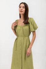 KRISTA BUTTONDOWN LINEN MIDI DRESS