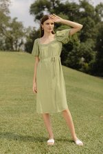KRISTA BUTTONDOWN LINEN MIDI DRESS
