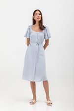 KRISTA BUTTONDOWN LINEN MIDI DRESS