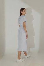 DANICA BACK BUTTONDOWN ELASTIC MIDI DRESS