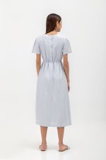 DANICA BACK BUTTONDOWN ELASTIC MIDI DRESS
