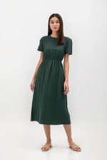 DANICA BACK BUTTONDOWN ELASTIC MIDI DRESS