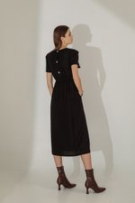 DANICA BACK BUTTONDOWN ELASTIC MIDI DRESS