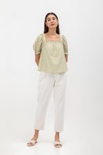 AEYA PUFF SLEEVE SQUARENECK COTTON TOP