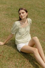 AEYA PUFF SLEEVE SQUARENECK COTTON TOP