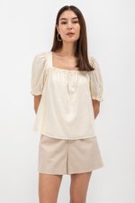 AEYA PUFF SLEEVE SQUARENECK COTTON TOP