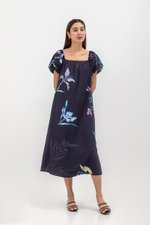 FENELLA FLORAL PRINT PUFF SLEEVE MIDI DRESS FENELLA FLORAL PRINT PUFF SLEEVE MIDI DRESS