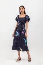 FENELLA FLORAL PRINT PUFF SLEEVE MIDI DRESS FENELLA FLORAL PRINT PUFF SLEEVE MIDI DRESS