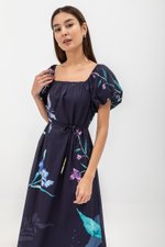 FENELLA FLORAL PRINT PUFF SLEEVE MIDI DRESS FENELLA FLORAL PRINT PUFF SLEEVE MIDI DRESS