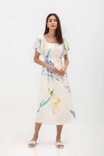 FENELLA FLORAL PRINT PUFF SLEEVE MIDI DRESS FENELLA FLORAL PRINT PUFF SLEEVE MIDI DRESS