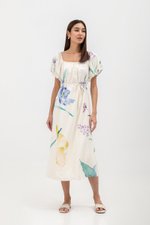 FENELLA FLORAL PRINT PUFF SLEEVE MIDI DRESS FENELLA FLORAL PRINT PUFF SLEEVE MIDI DRESS
