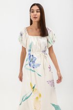 FENELLA FLORAL PRINT PUFF SLEEVE MIDI DRESS FENELLA FLORAL PRINT PUFF SLEEVE MIDI DRESS