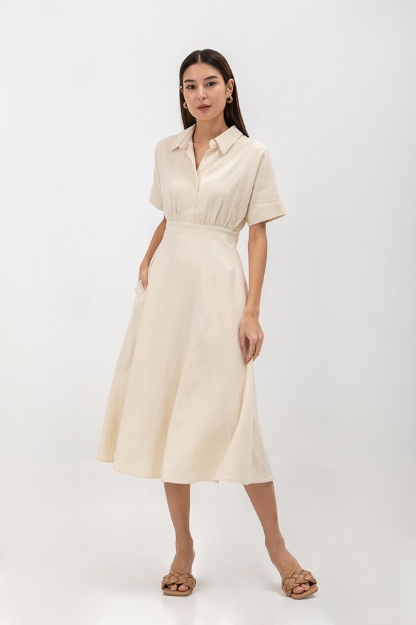 CLARIN FIT & FLARE COLLARED MAXI DRESS